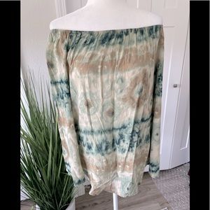 Off shoulder tie-die blouse Nashville style